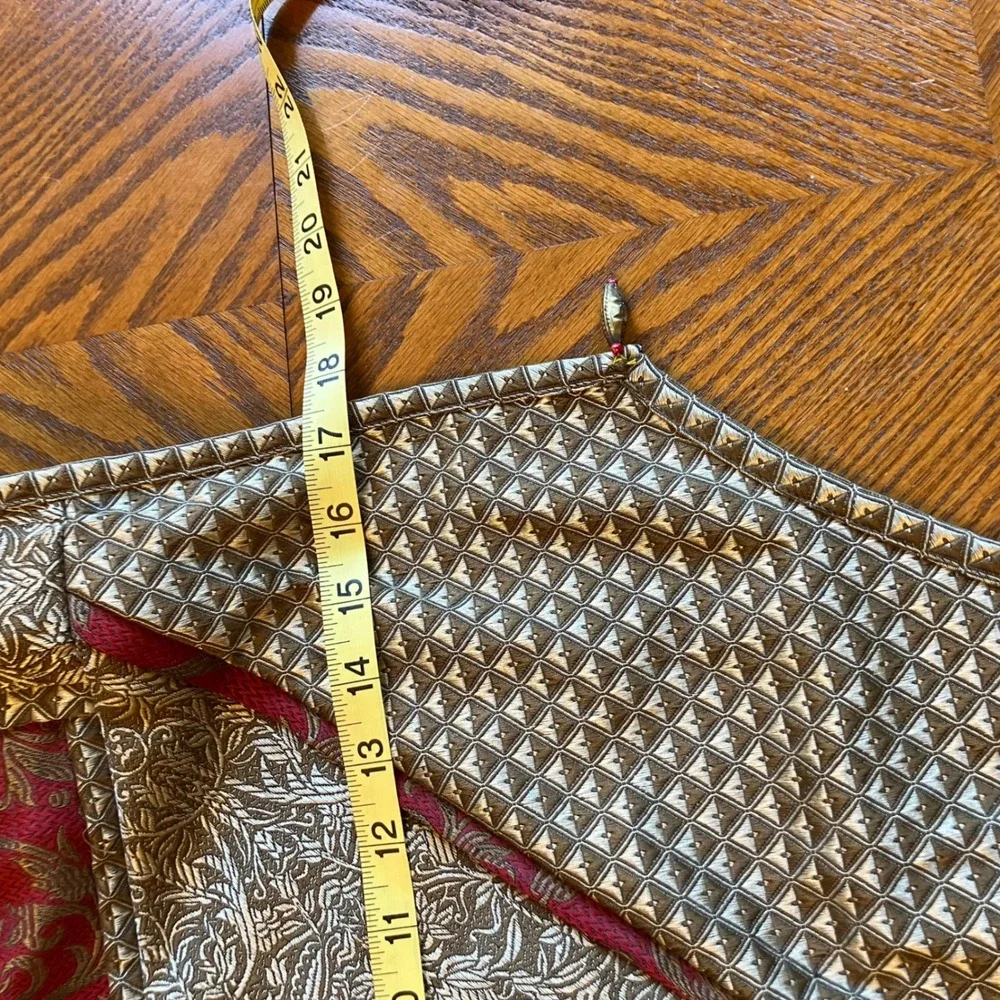 Classic Table Runner Red Gold Beaded Tassel Floral Brocade Castle Royalcore Luxe